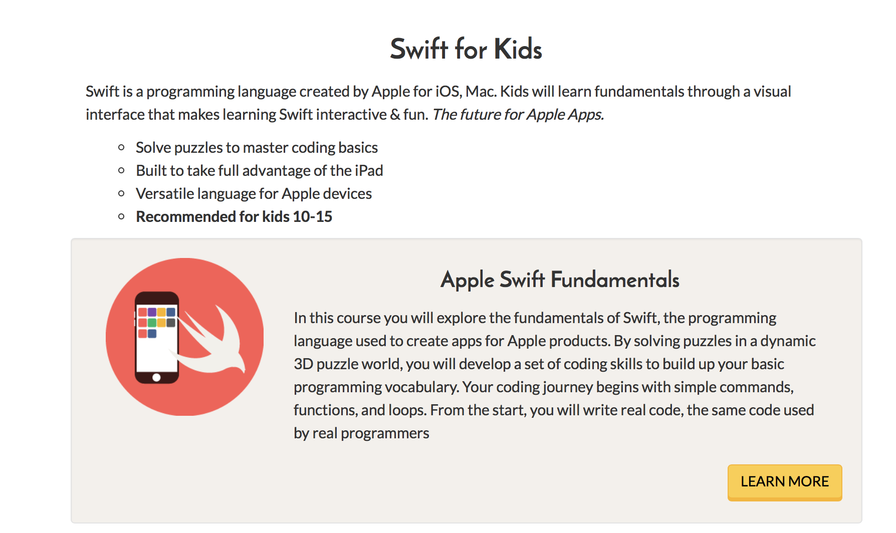 Saturday Kids – Swift Programming
